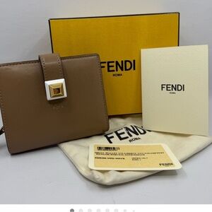 Fendi Brown Leather Wallet with Gold Detail